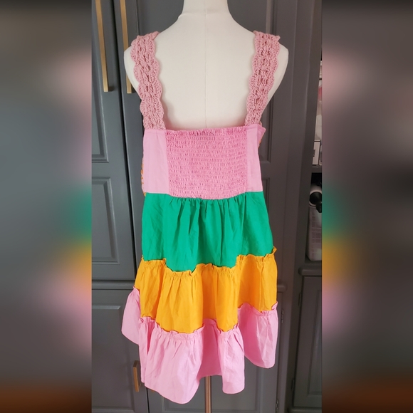 ASOS Crochet Tiered Smocked Back Mini Sun Dress Large/8 - Picture 4 of 8